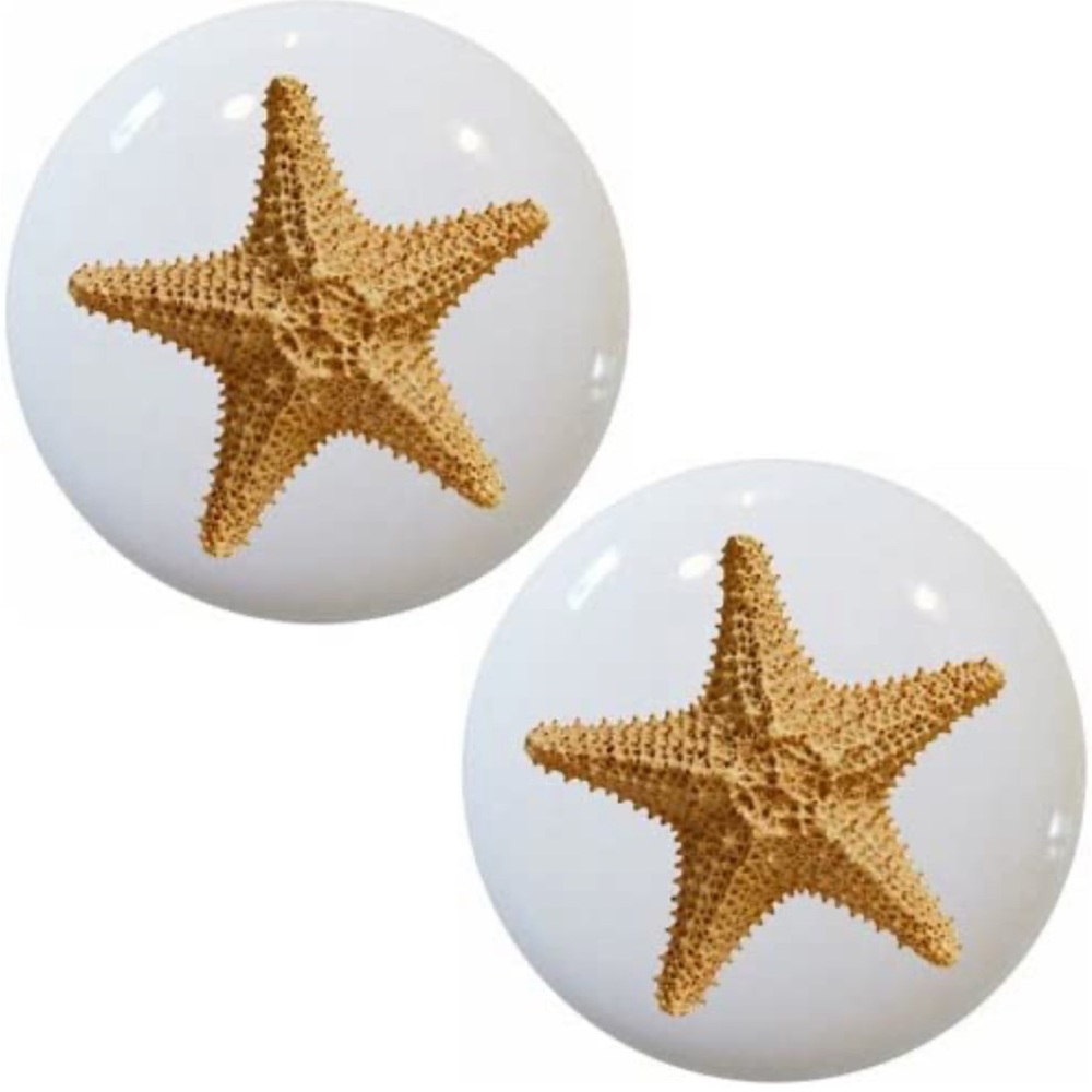 Nautical Ceramic Cabinet Starfish pull knobs